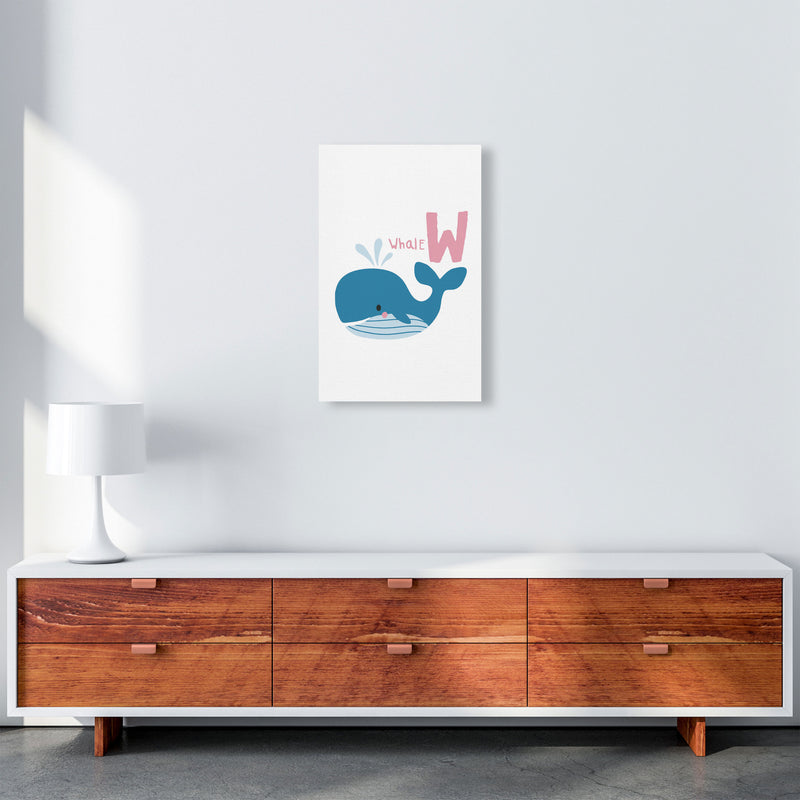 Alphabet Animals, W Is For Whale Framed Nursey Wall Art Print A3 Canvas