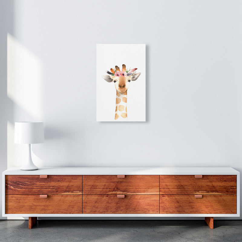 Forest Friends, Floral Cute Giraffe Modern Print Animal Art Print A3 Canvas
