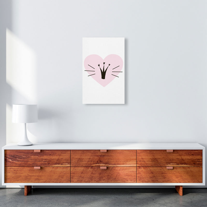 Crown With Pink Heart Framed Nursey Wall Art Print A3 Canvas