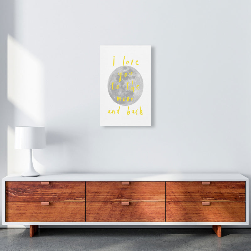 I Love You To The Moon And Back Yellow Framed Typography Wall Art Print A3 Canvas