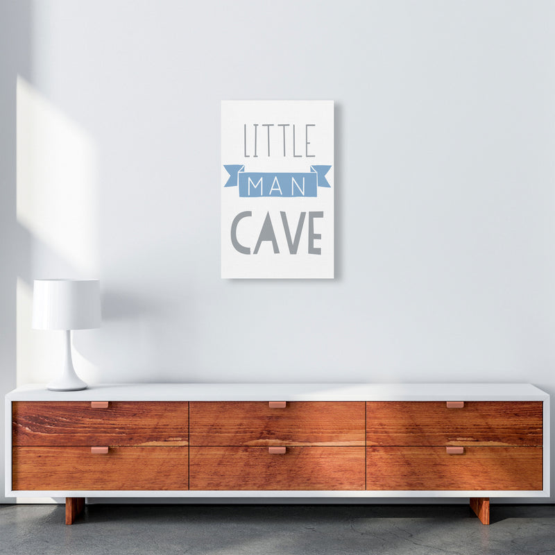 Little Man Cave Blue Banner Framed Nursey Wall Art Print A3 Canvas