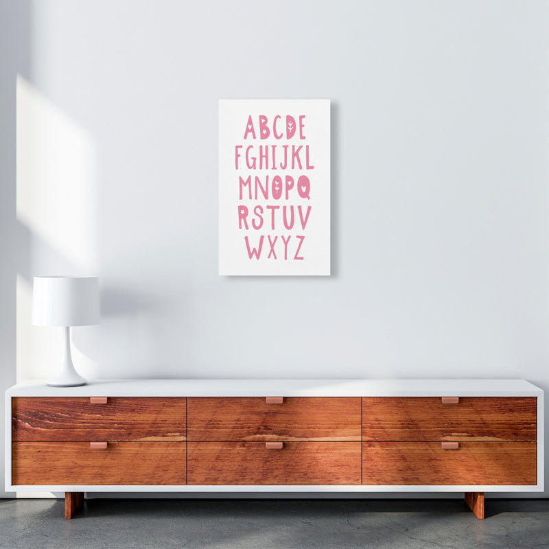 Bright Pink Alphabet Framed Nursey Wall Art Print A3 Canvas