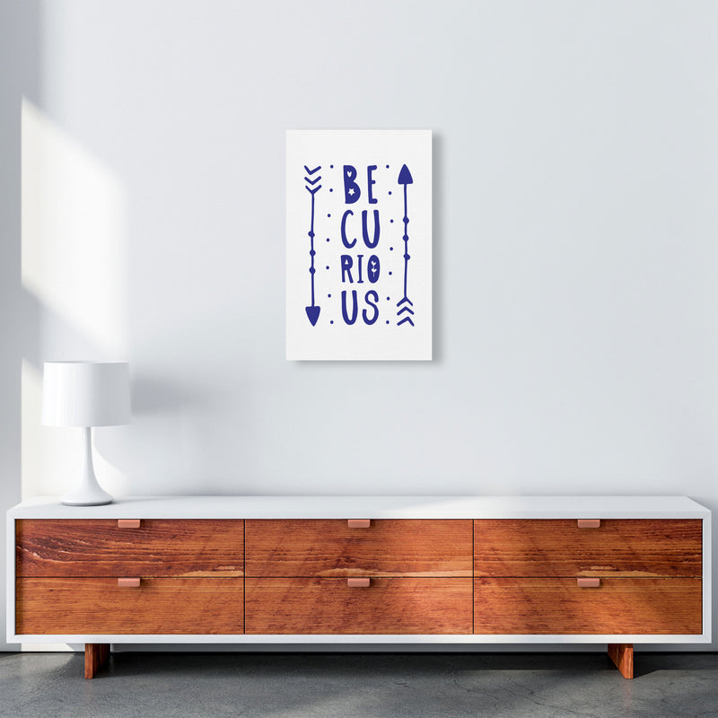 Be Curious Navy Framed Typography Wall Art Print A3 Canvas