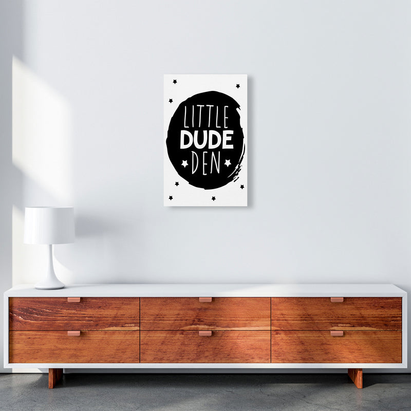 Little Dude Den Black Circle Framed Nursey Wall Art Print A3 Canvas