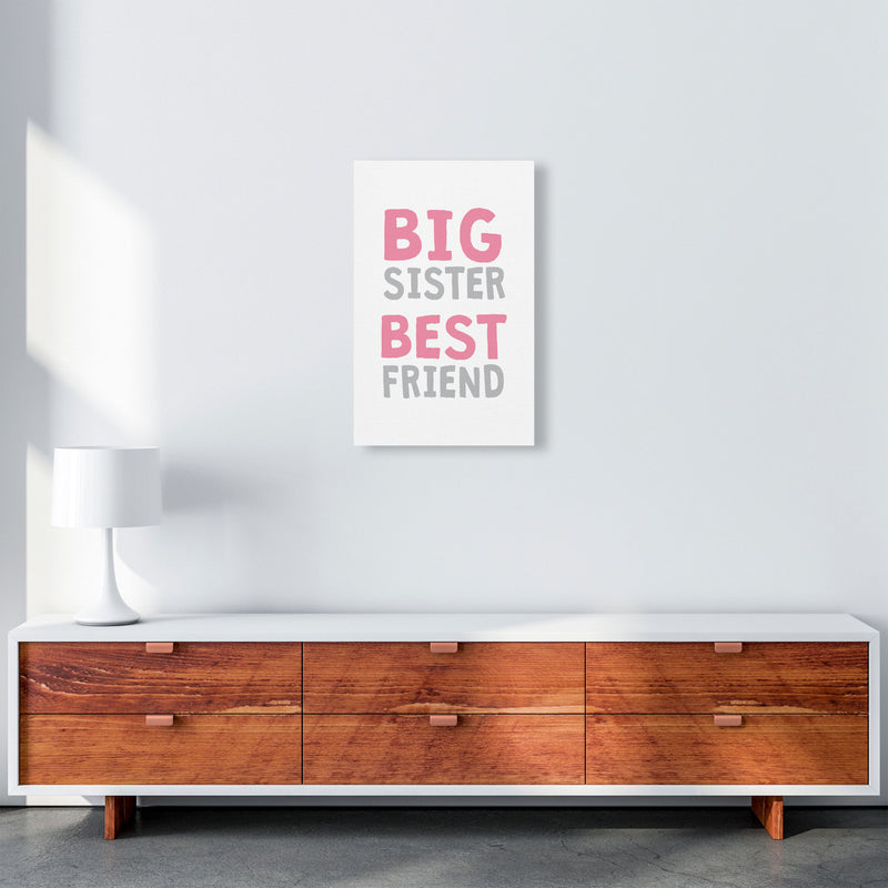 Big Sister Best Friend Pink Framed Typography Wall Art Print A3 Canvas