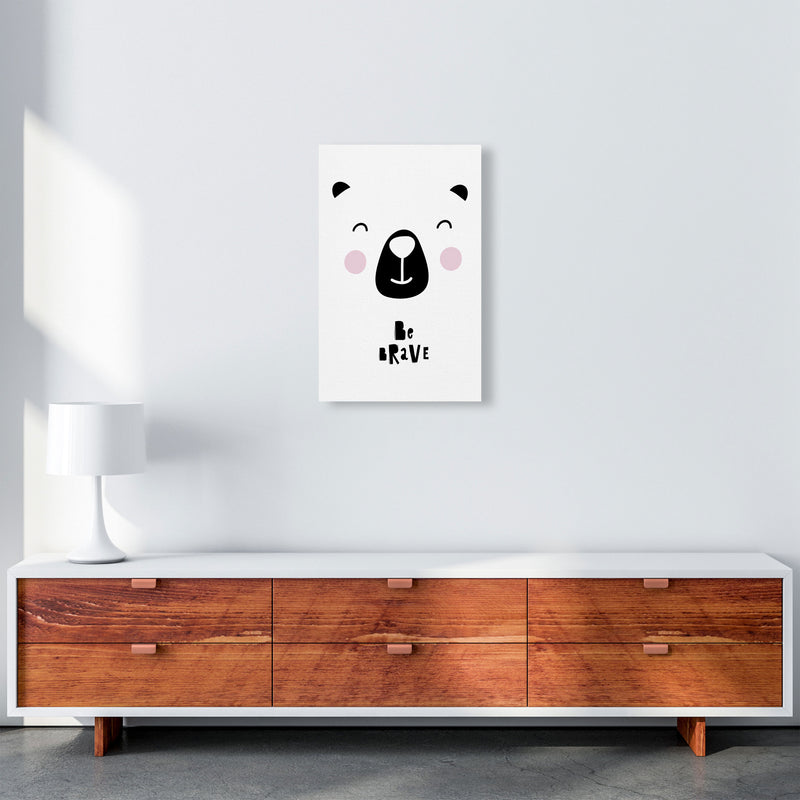 Be Brave Bear Face Framed Typography Wall Art Print A3 Canvas
