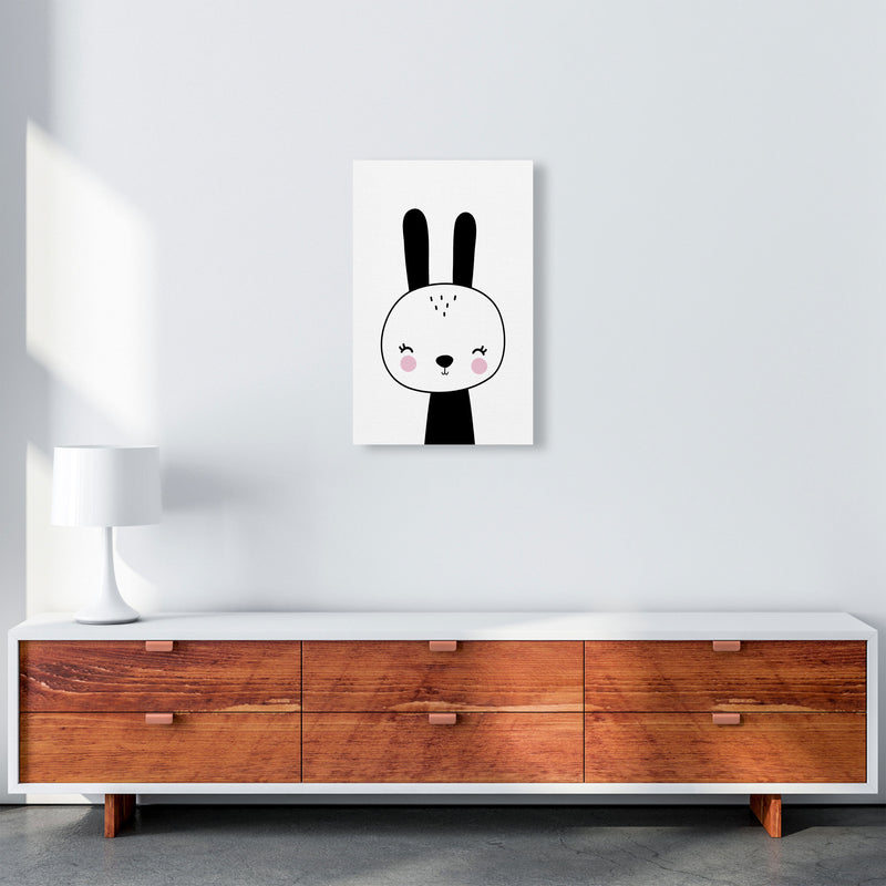 Black And White Scandi Bunny Modern Print Animal Art Print A3 Canvas