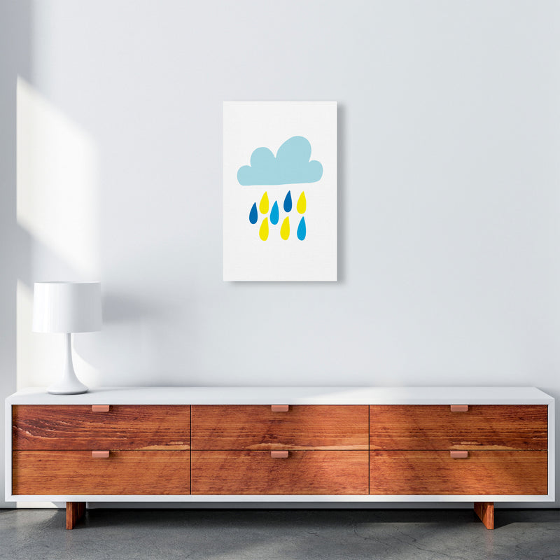 Blue Rain Cloud Modern Print A3 Canvas
