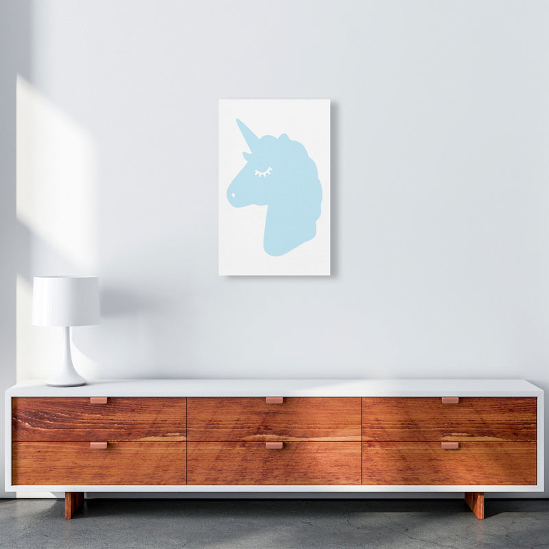 Blue Unicorn Head Modern Print Animal Art Print A3 Canvas