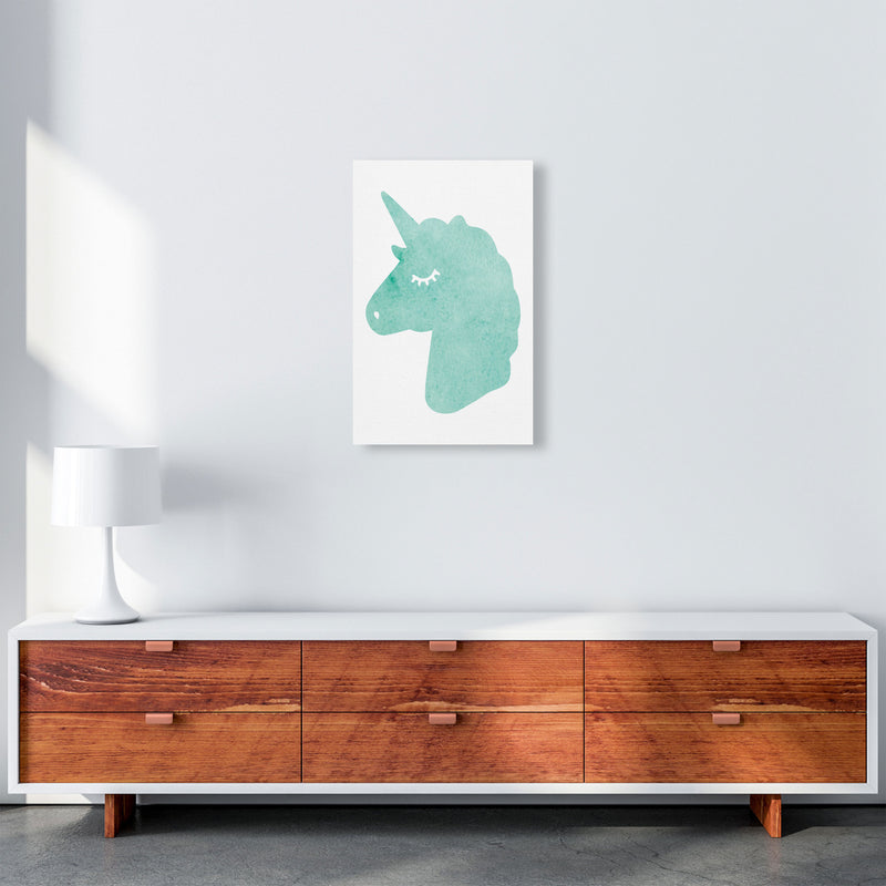 Mint Unicorn Head Modern Print Animal Art Print A3 Canvas