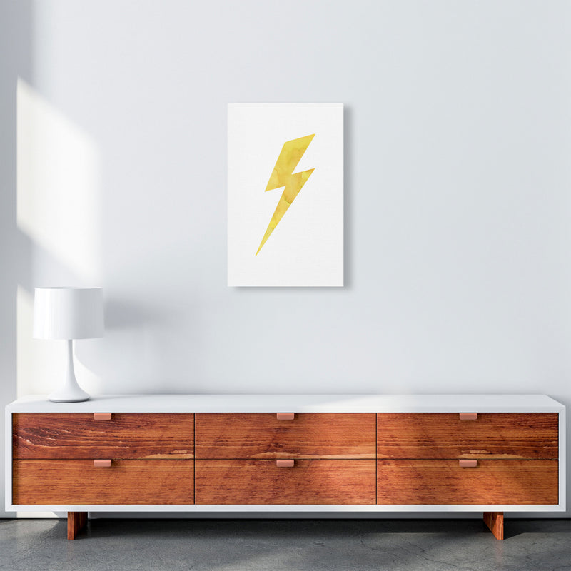 Yellow Thunderbolt Watercolour Modern Print A3 Canvas