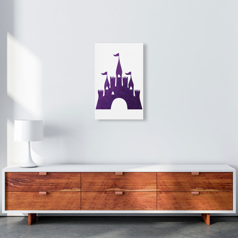 Purple Castle Watercolour Modern Print A3 Canvas