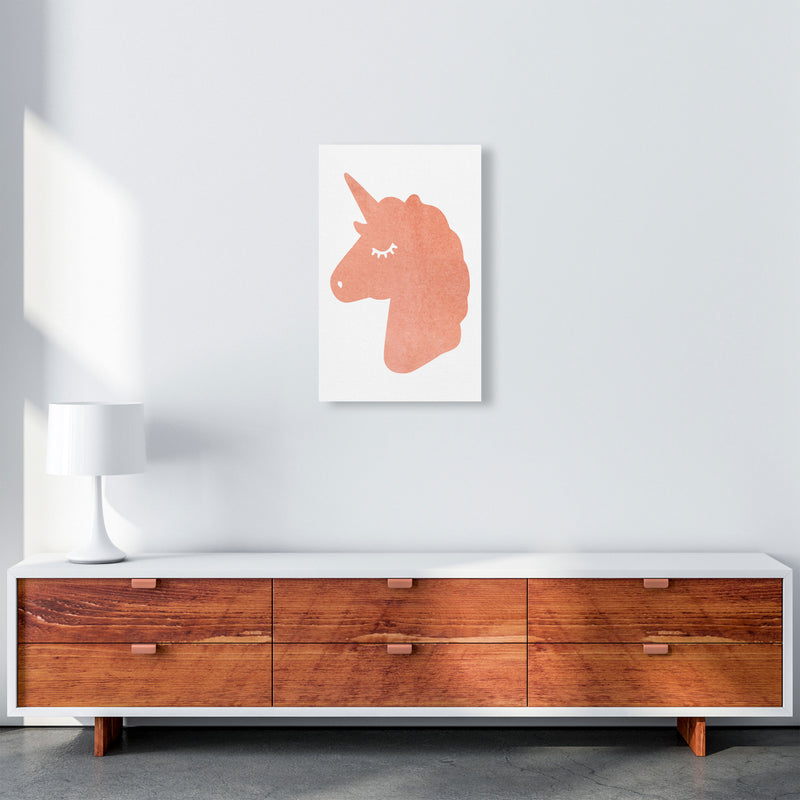 Unicorn Peach Silhouette Watercolour Modern Print A3 Canvas