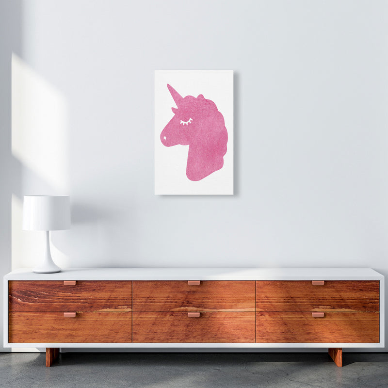 Unicorn Pink Silhouette Watercolour Modern Print A3 Canvas