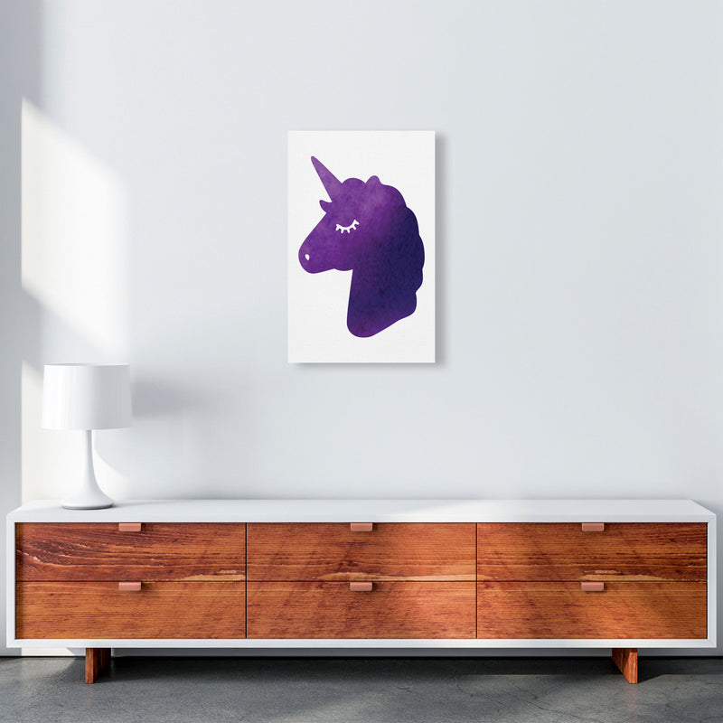 Unicorn Purple Silhouette Watercolour Modern Print A3 Canvas
