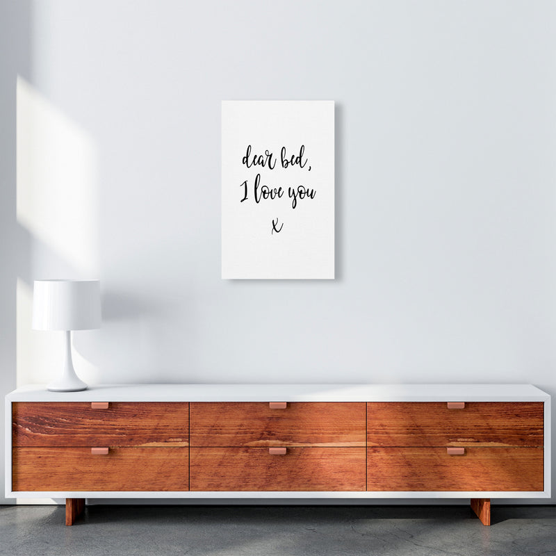 Dear Bed, I Love You Framed Typography Wall Art Print A3 Canvas