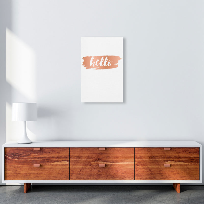 Hello Rose Gold Framed Typography Wall Art Print A3 Canvas