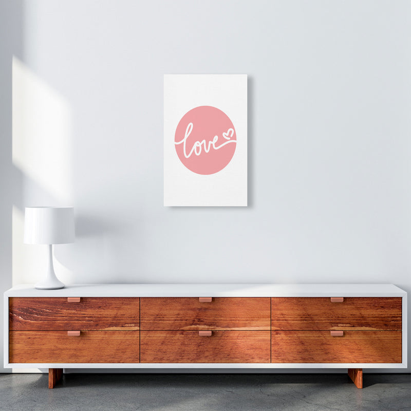 Love Pink Circle Framed Typography Wall Art Print A3 Canvas