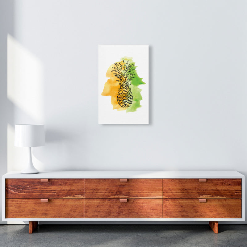 Orange And Green Pineapple Watercolour Modern Print A3 Canvas