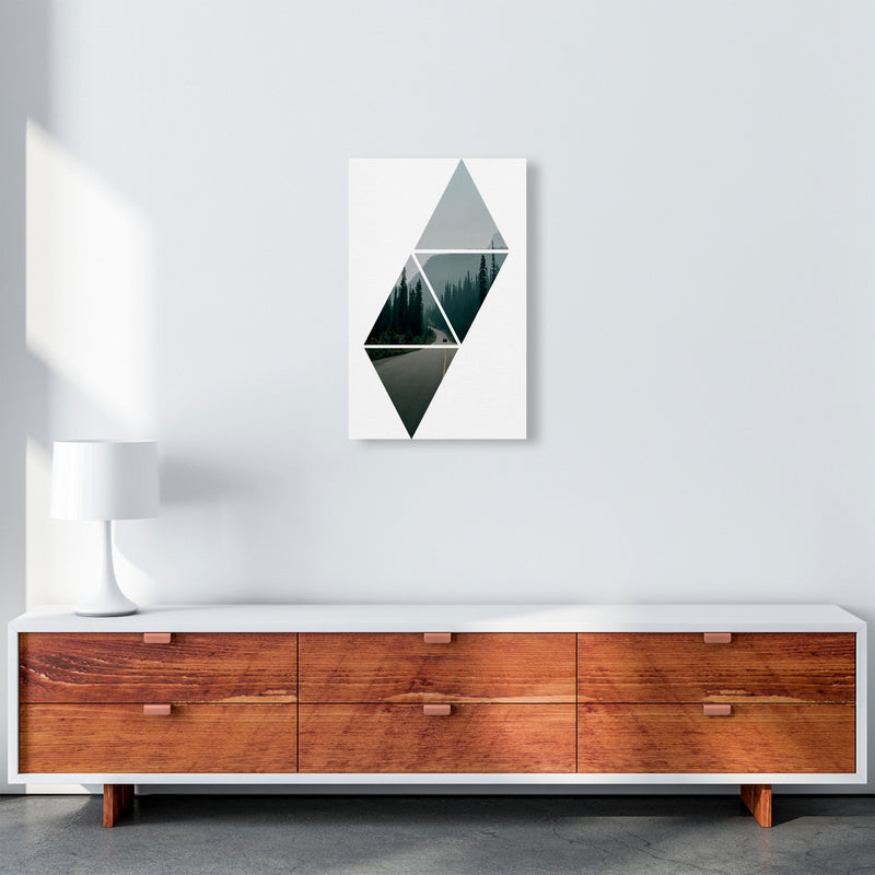 Abstract Triangles And Forest Modern Print A3 Canvas