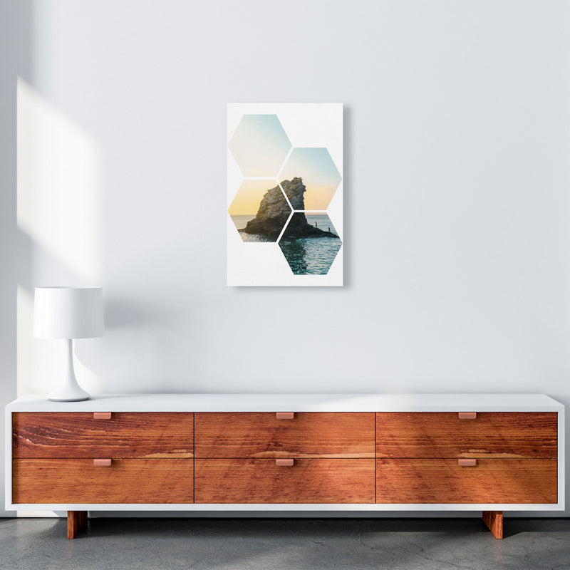 Abstract Hex Island And Sea Modern Print A3 Canvas