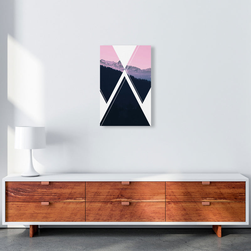 Abstract Pink Mountain Modern Print A3 Canvas