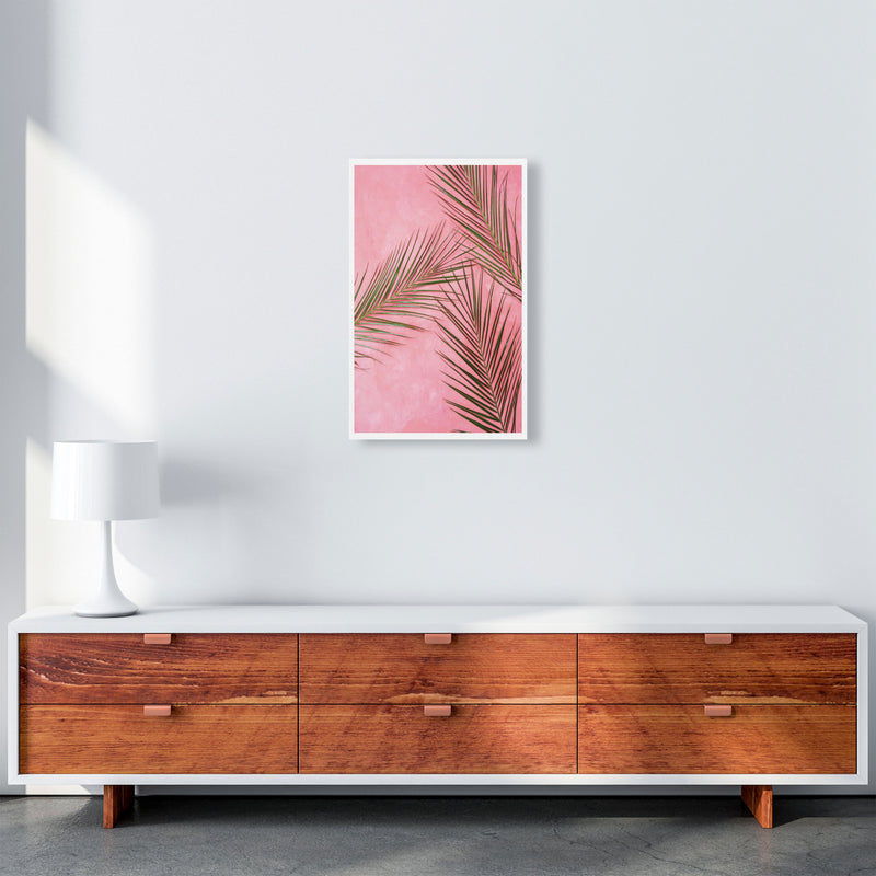 Pink Palm Leaves Modern Print, Framed Botanical & Nature Art Print A3 Canvas