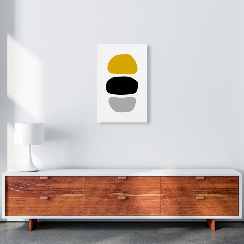 Mustard And Black Abstract Stones 2 Art Print by Pixy Paper A3 Canvas