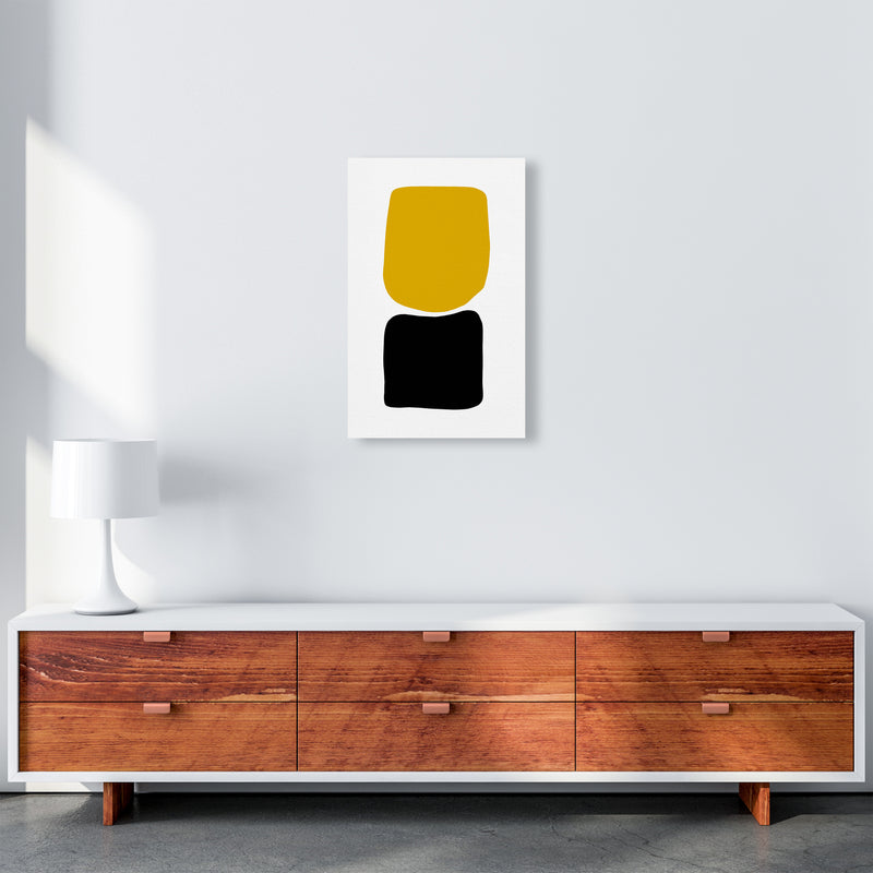 Mustard And Black Abstract Stones 3 Art Print by Pixy Paper A3 Canvas