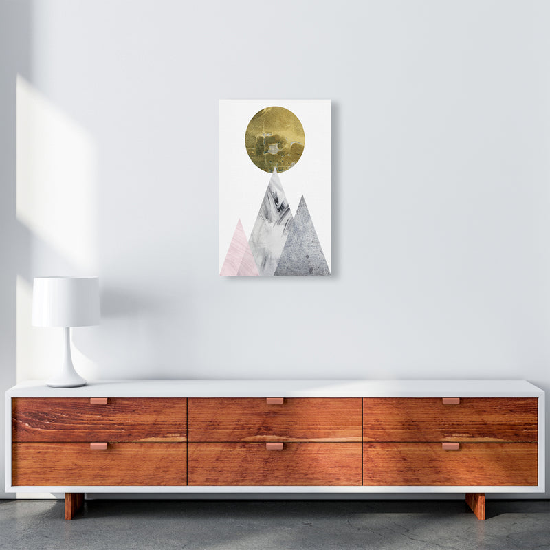 Luna Gold Moon And Mountains  Art Print by Pixy Paper A3 Canvas