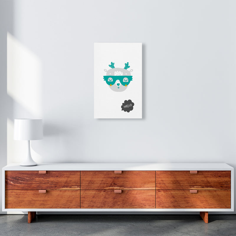 Hello Animal Teal Super Scandi  Art Print by Pixy Paper A3 Canvas