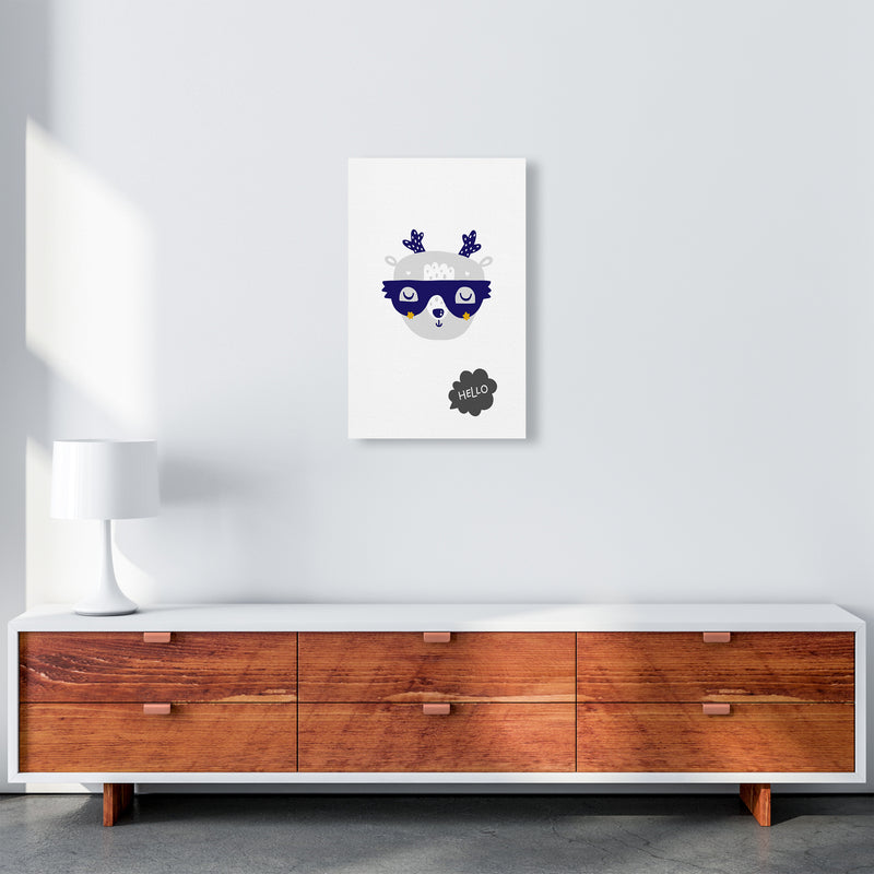 Hello Animal Navy Uper Scandi  Art Print by Pixy Paper A3 Canvas