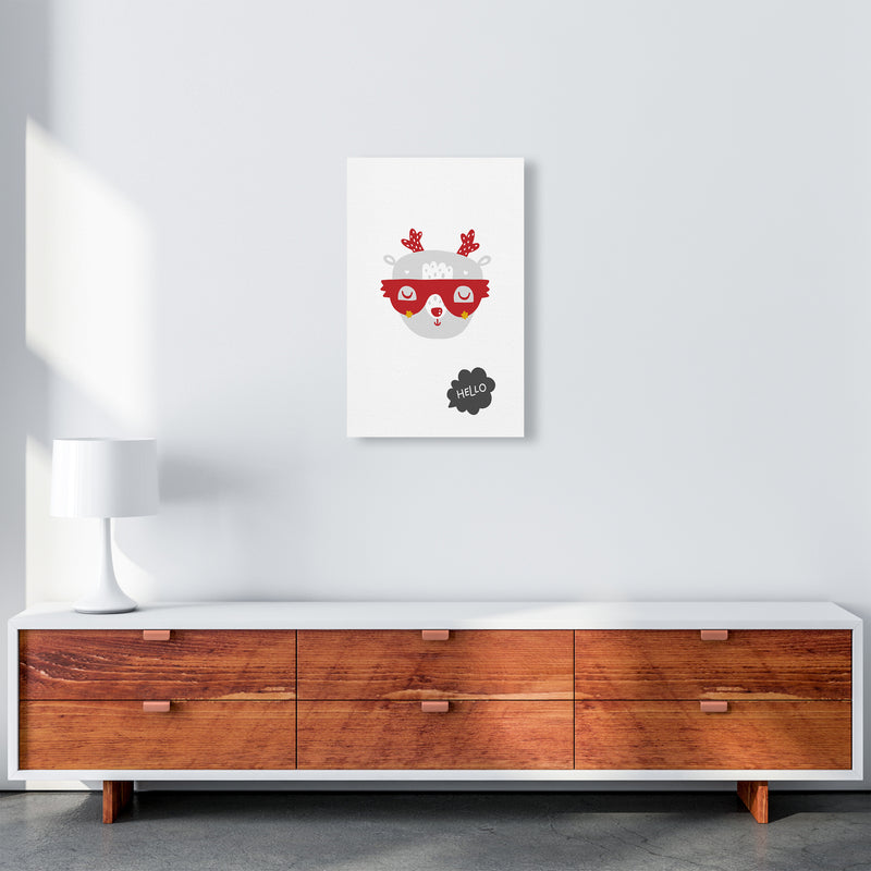 Hello Animal Red Super Scandi  Art Print by Pixy Paper A3 Canvas