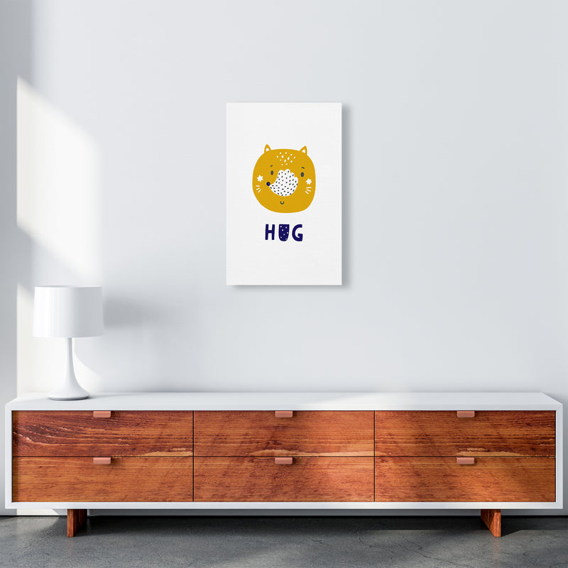 Fox Hug Navy Super Scandi  Art Print by Pixy Paper A3 Canvas