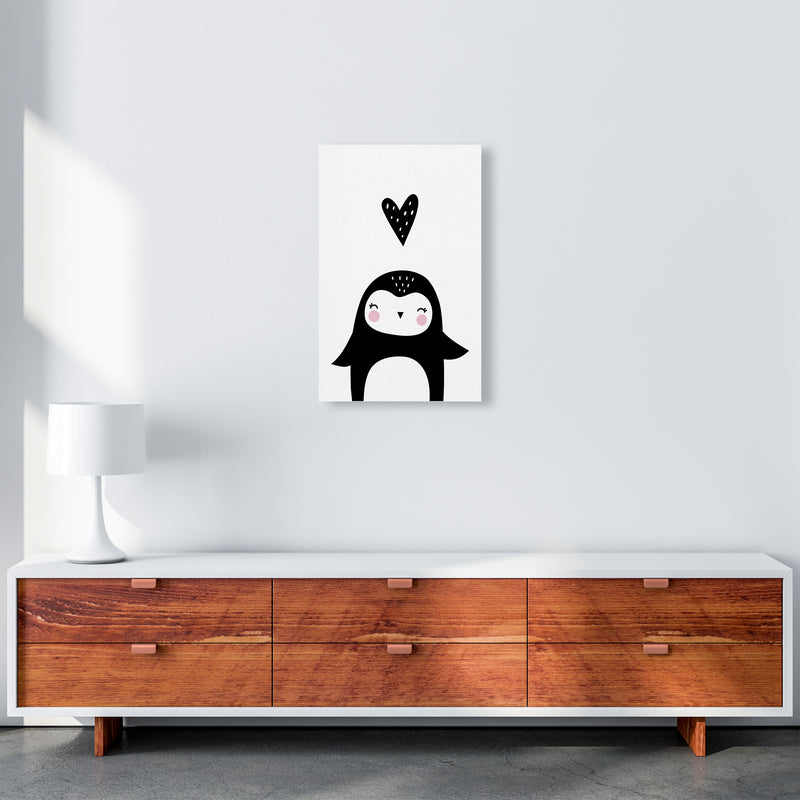 Penguin With Heart  Art Print by Pixy Paper A3 Canvas