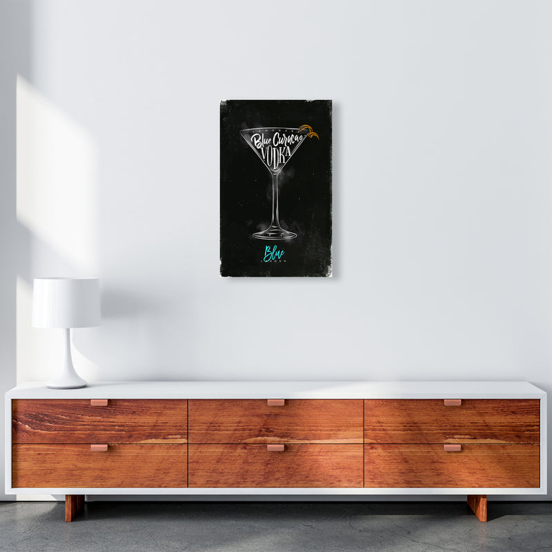 Blue Lagoon Cocktail Black  Art Print by Pixy Paper A3 Canvas