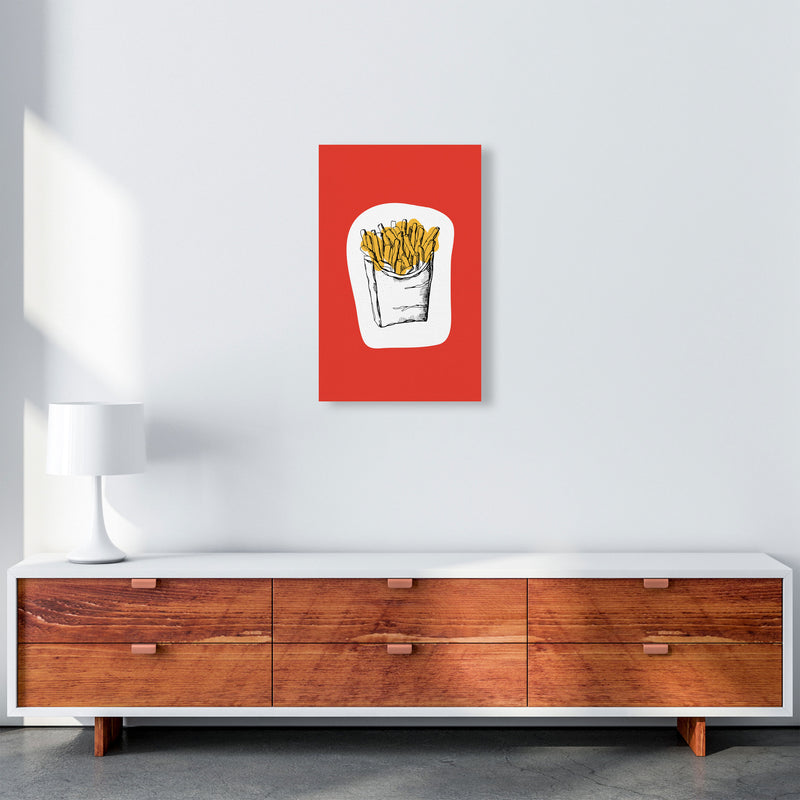 Kitchen Pop Fries Red Art Print by Pixy Paper A3 Canvas