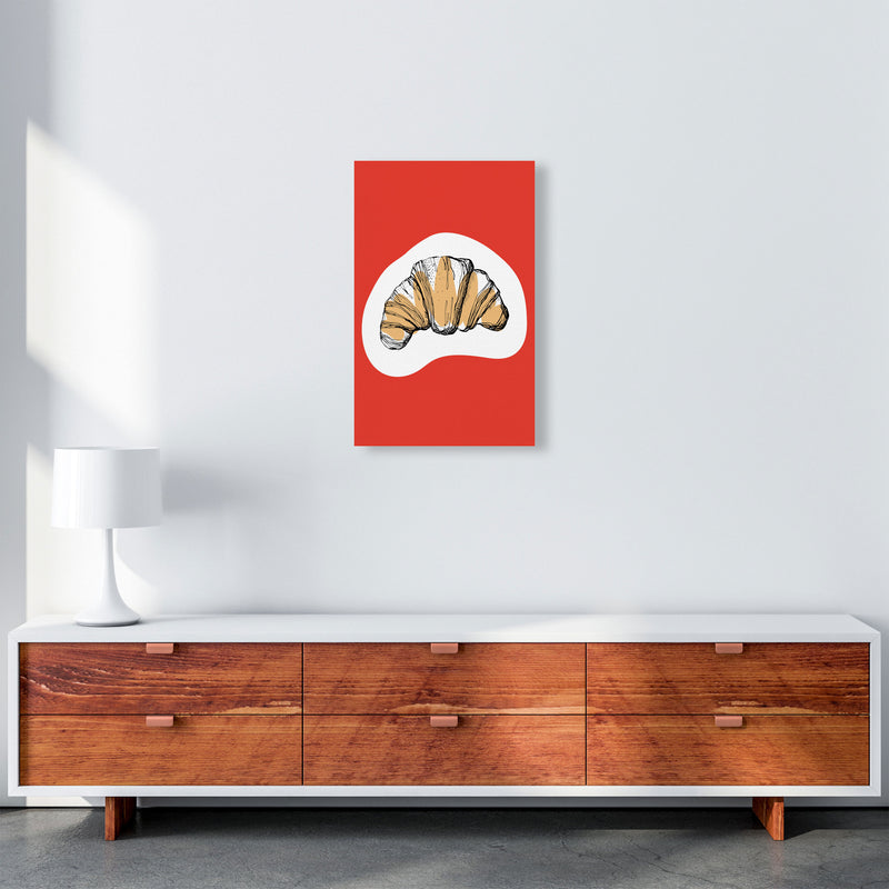 Kitchen Pop Croissant Red Art Print by Pixy Paper A3 Canvas