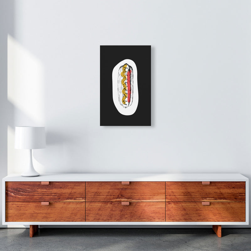 Kitchen Pop Hot Dog Off Black Art Print by Pixy Paper A3 Canvas