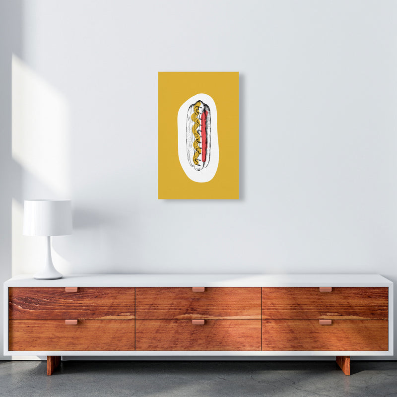 Kitchen Pop Hot Dog Mustard Art Print by Pixy Paper A3 Canvas