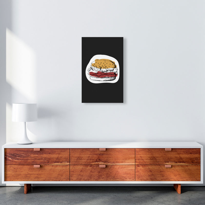 Kitchen Pop Burger Off Black Art Print by Pixy Paper A3 Canvas