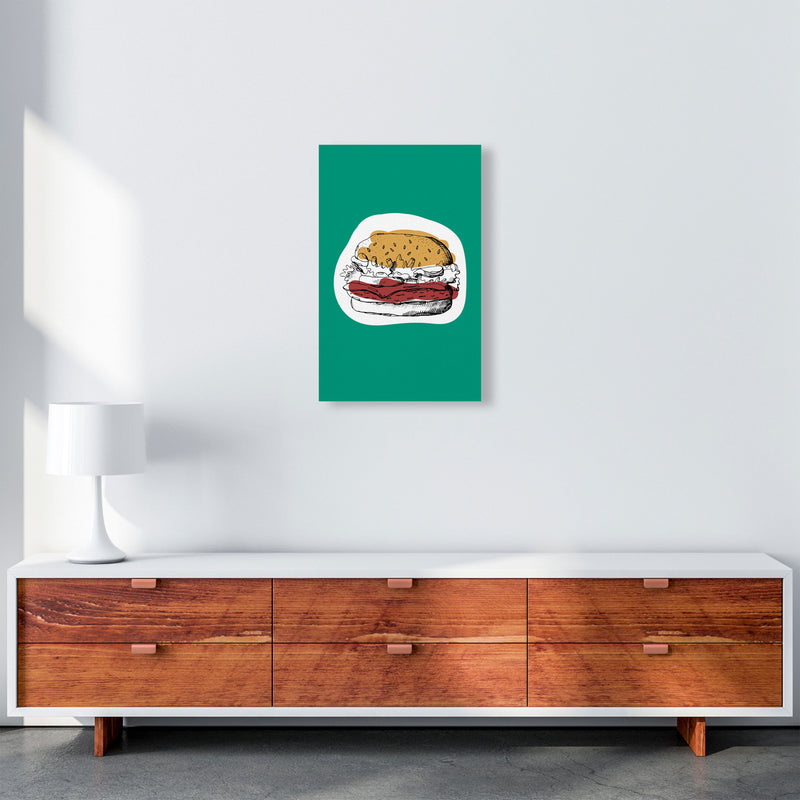Kitchen Pop Burger Teal Art Print by Pixy Paper A3 Canvas