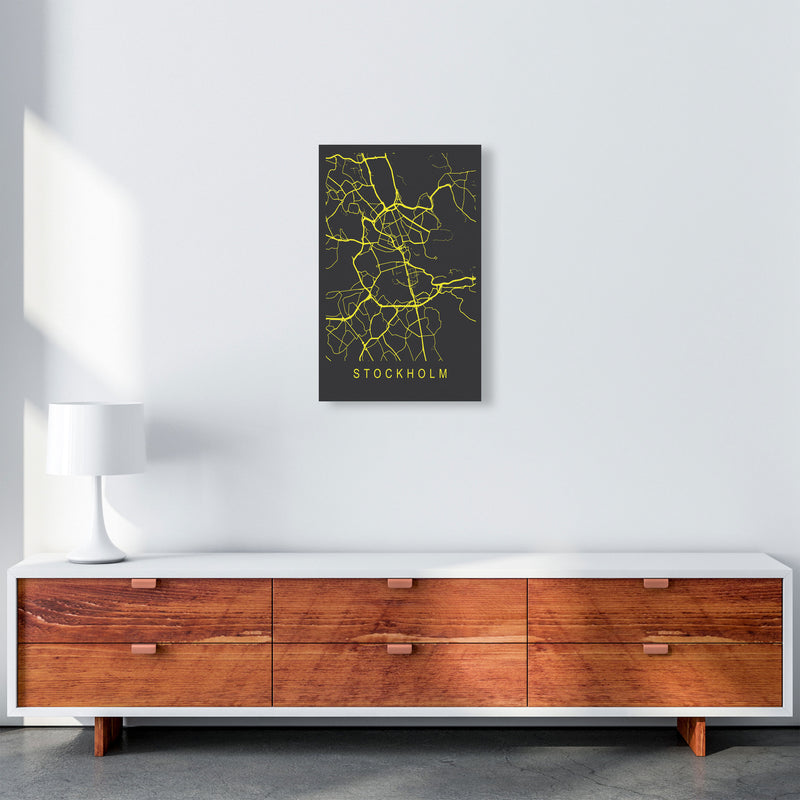 Stockholm Map Neon Art Print by Pixy Paper A3 Canvas