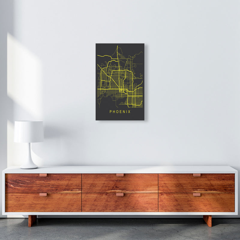 Phoenix Map Neon Art Print by Pixy Paper A3 Canvas