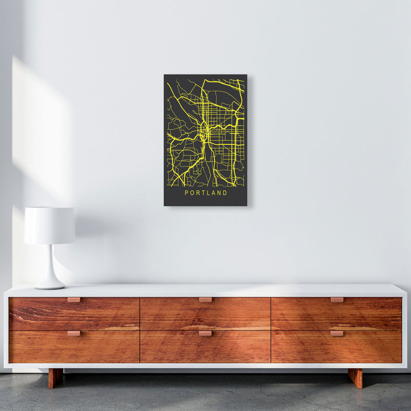 Portland Map Neon Art Print by Pixy Paper A3 Canvas