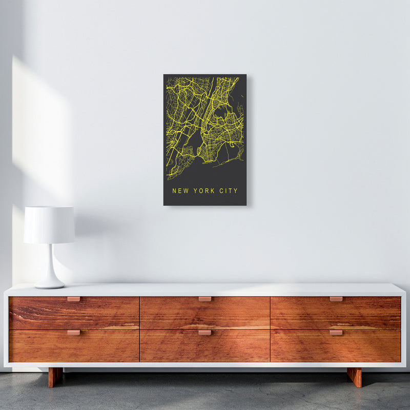 New York City Map Neon Art Print by Pixy Paper A3 Canvas