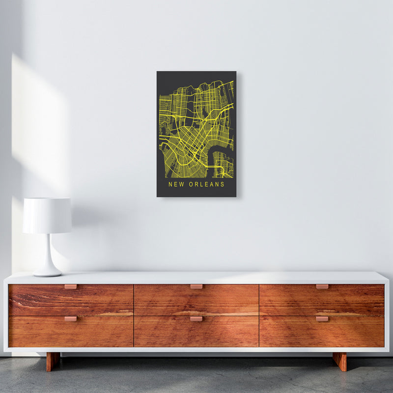 New Orleans Map Neon Art Print by Pixy Paper A3 Canvas