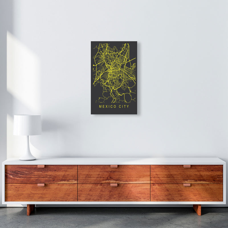 Mexico City Map Neon Art Print by Pixy Paper A3 Canvas