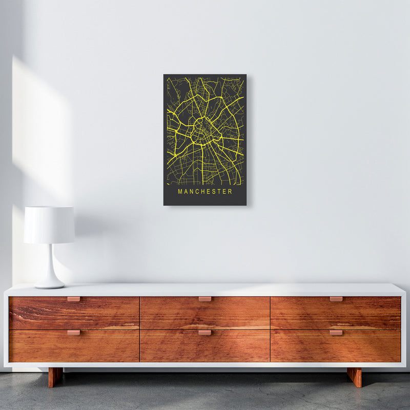 Manchester Map Neon Art Print by Pixy Paper A3 Canvas