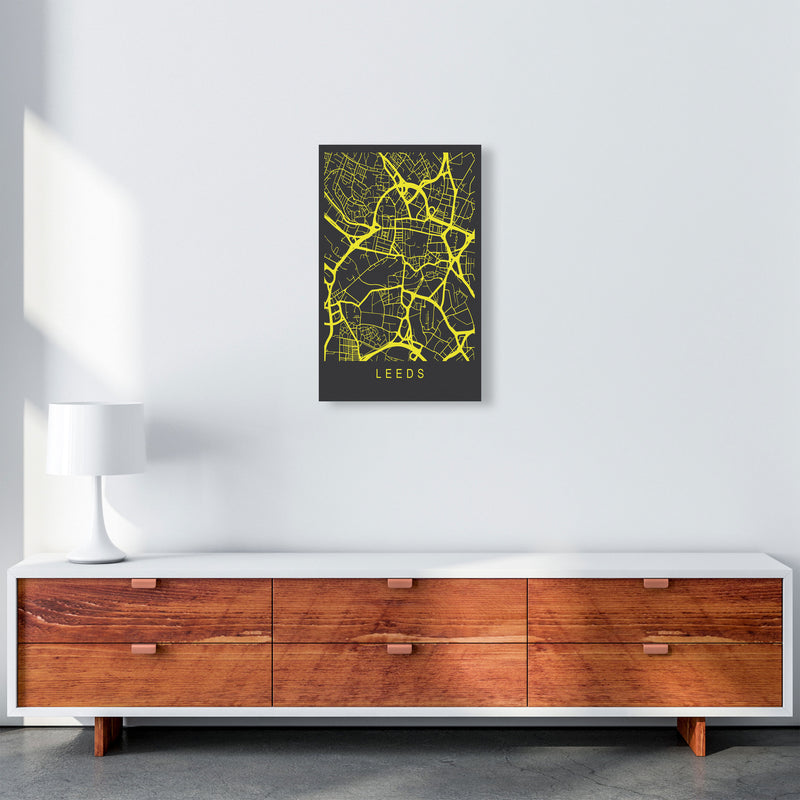 Leeds Map Neon Art Print by Pixy Paper A3 Canvas